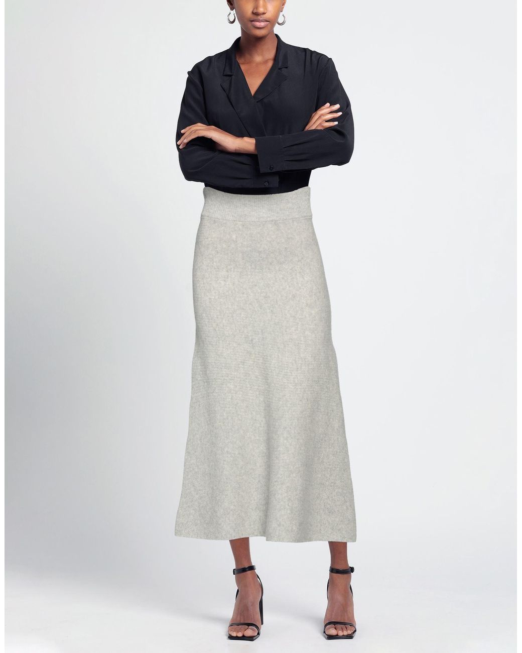 Sandro Gray Midi Skirt