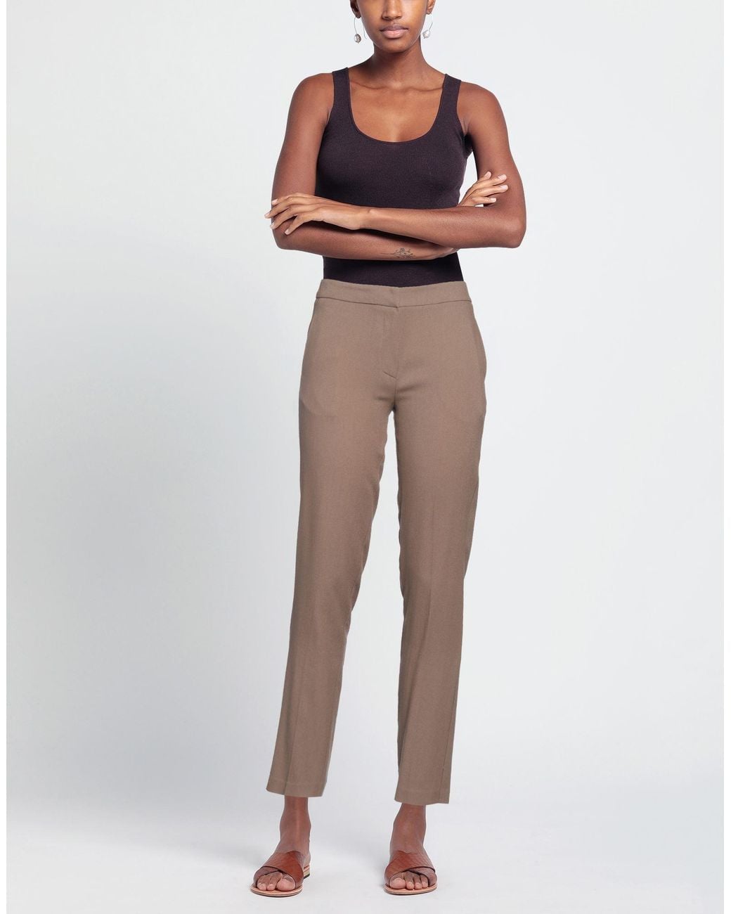 Alysi Brown Pants Viscose, Wool