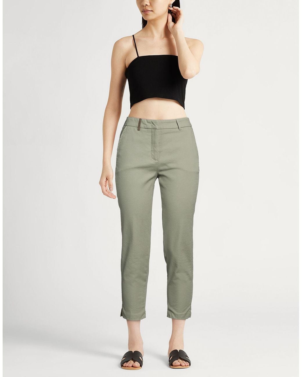 Peserico Green Pants Cotton, Viloft, Elastane