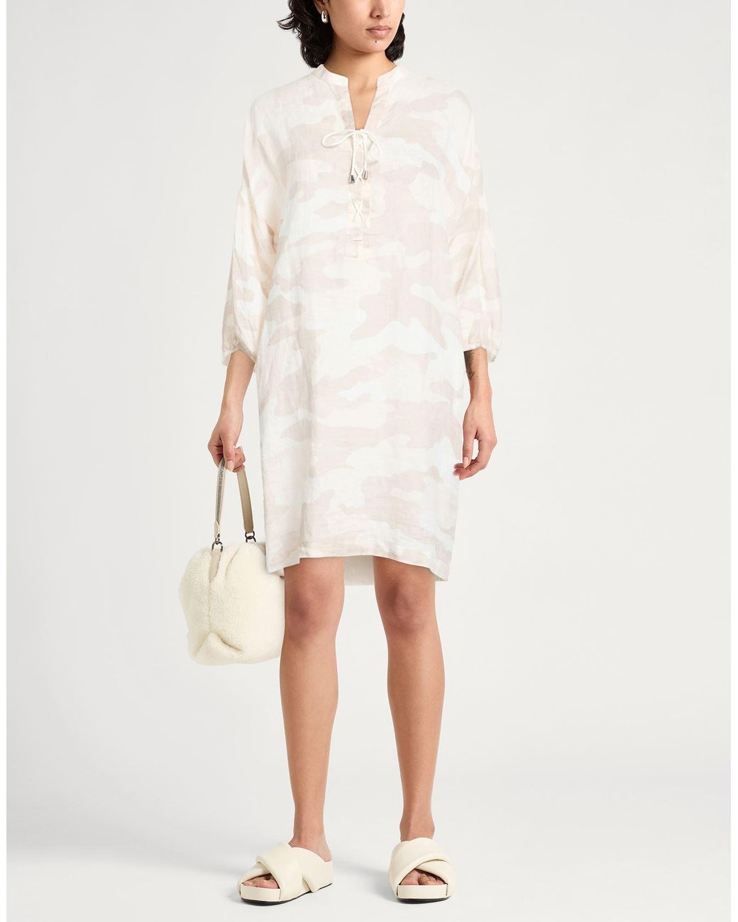 120% Lino White Midi Dress Linen