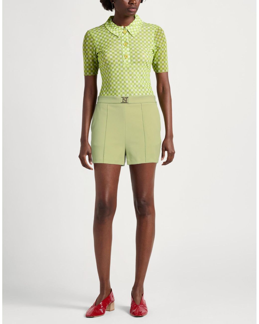 Elisabetta Franchi Green Light Shorts & Bermuda Shorts Polyester, Elastane