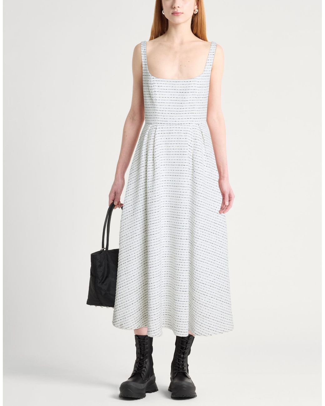 Alessandra Rich White Midi Dress Polyamide, Cotton, Polyester
