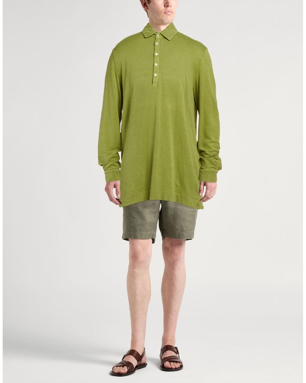 Massimo Alba Green Polo Shirt Linen for men