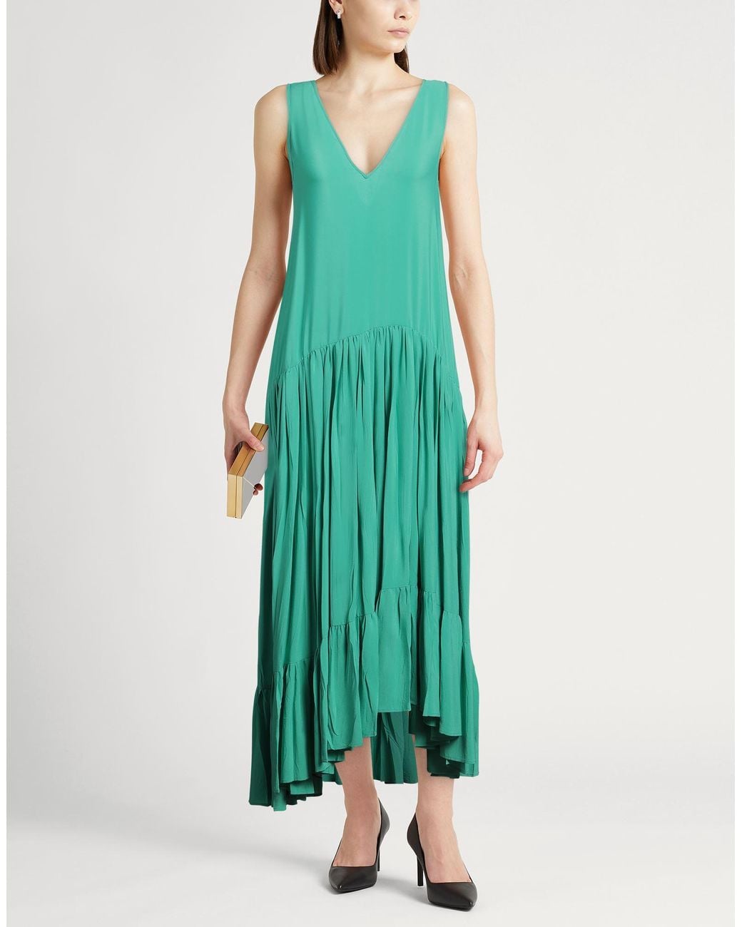 Jucca Green Maxi Dress Acetate, Silk