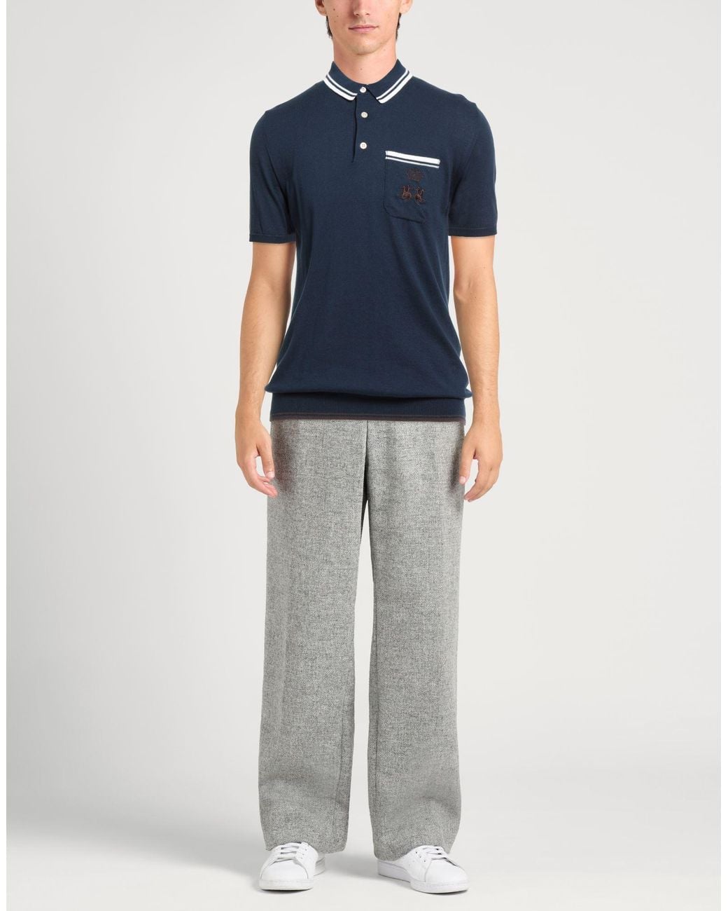 La Martina Blue Polo Shirt Cotton for men
