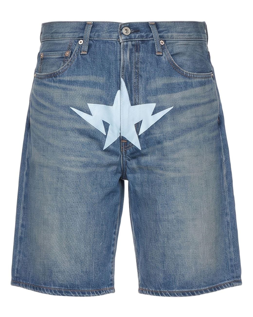 A Bathing Ape Blue Denim Shorts Cotton for men