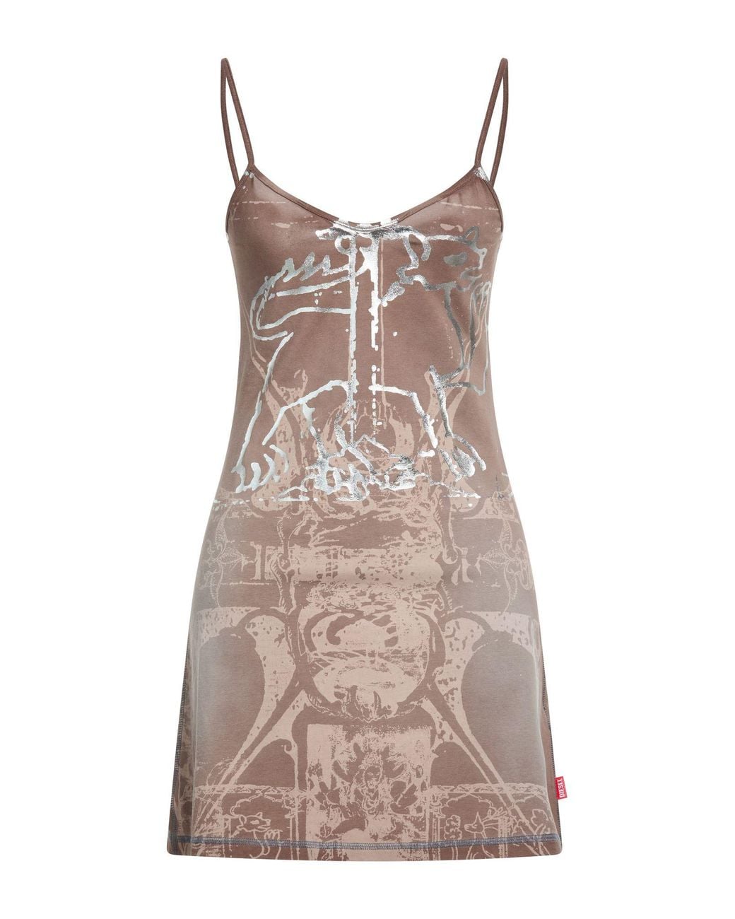 DIESEL Brown Mini Dress Cotton, Elastane