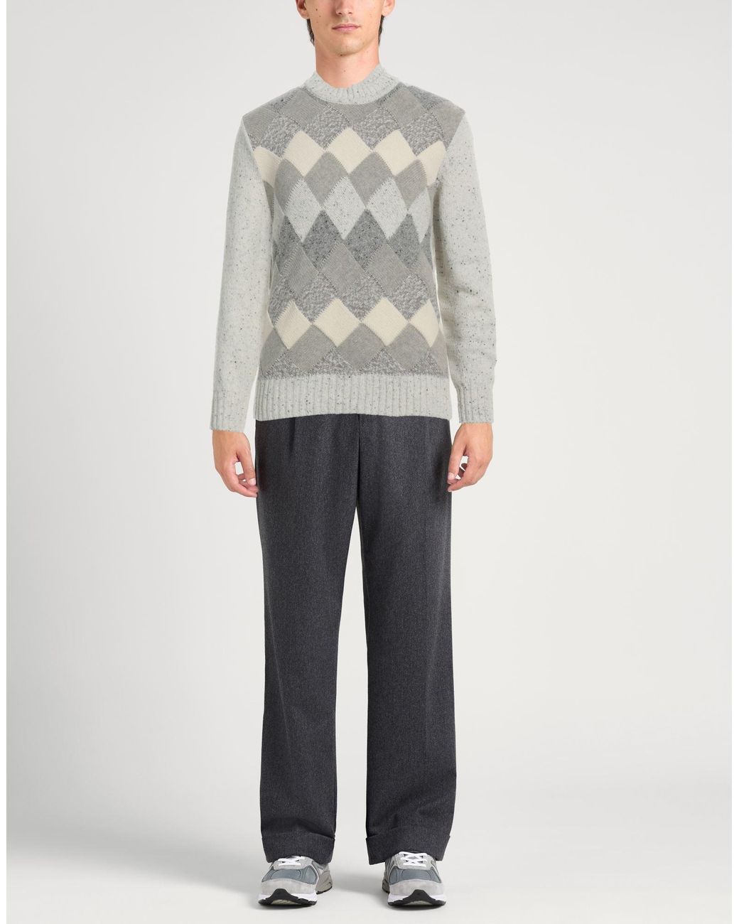 Emporio Armani Gray Ivory Sweater Wool, Polyamide, Viscose for men