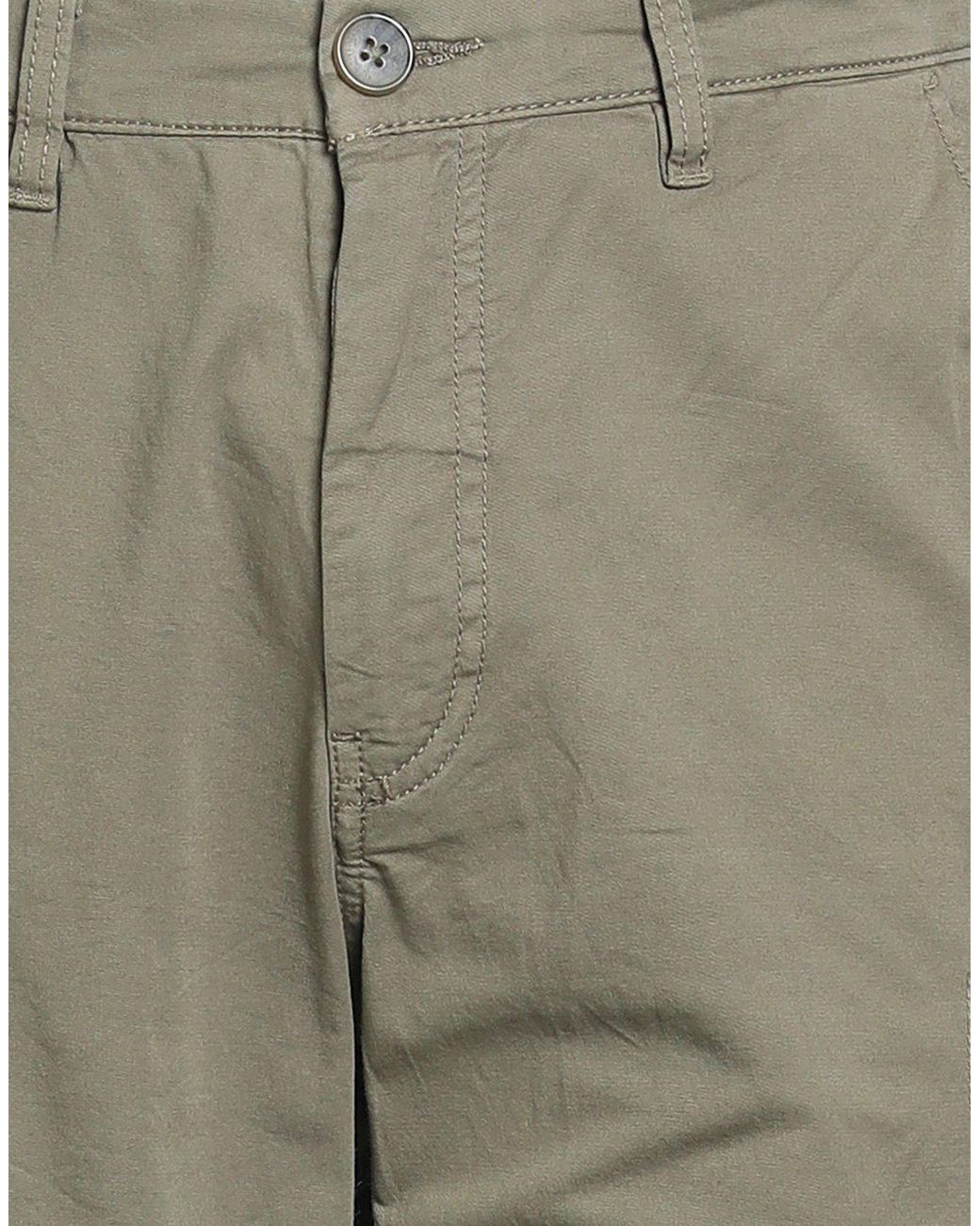 Solid Green Military Pants Cotton, Elastane for men