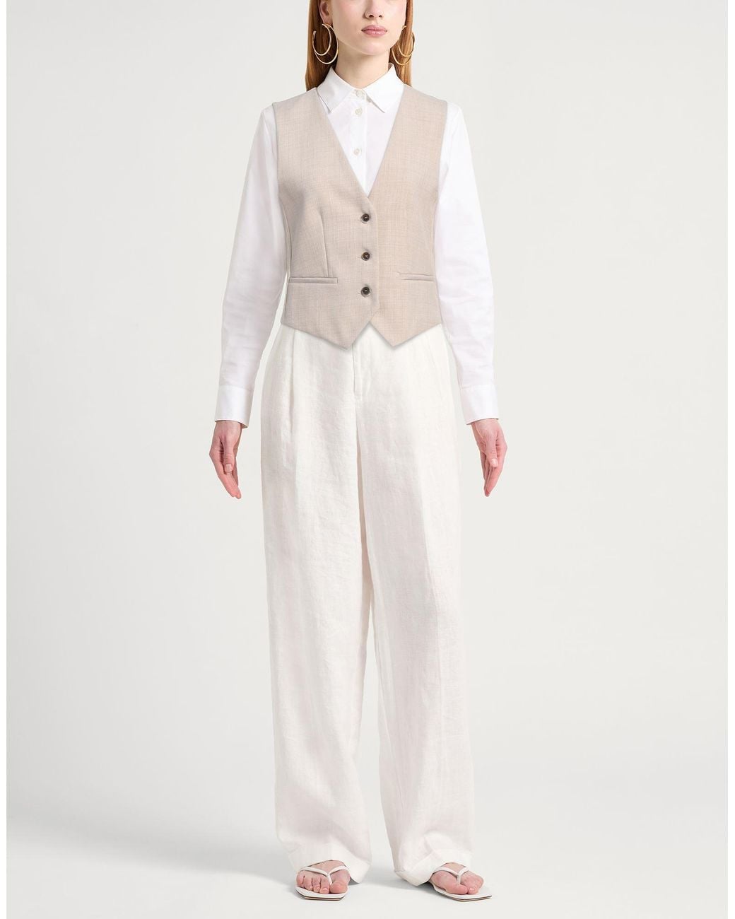 SEVENTY VENEZIA Natural Tailored Vest Polyester, Elastane