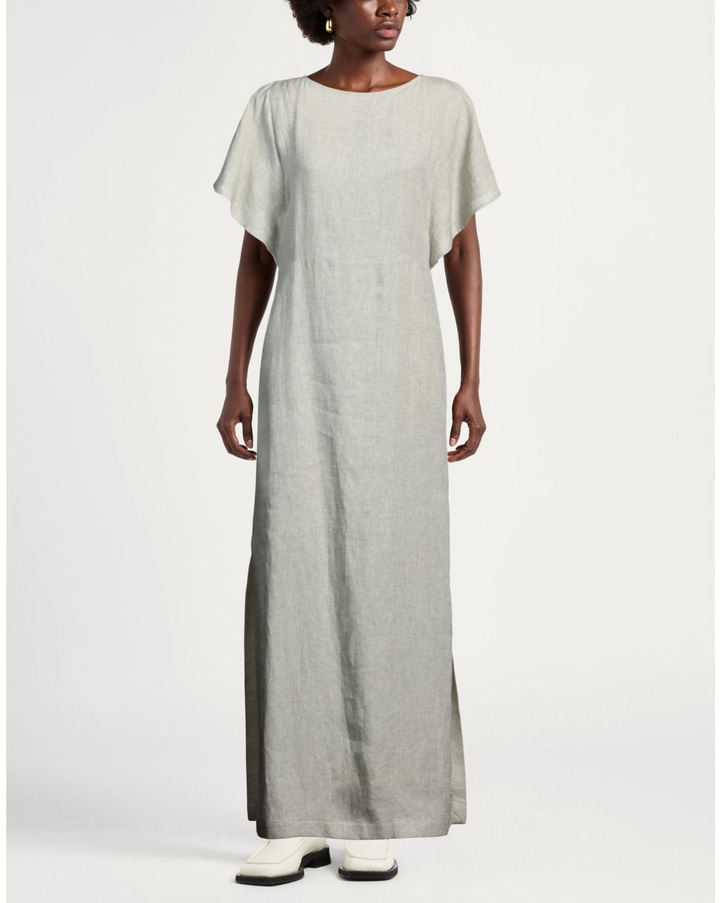 Eleventy Gray Light Maxi Dress Linen