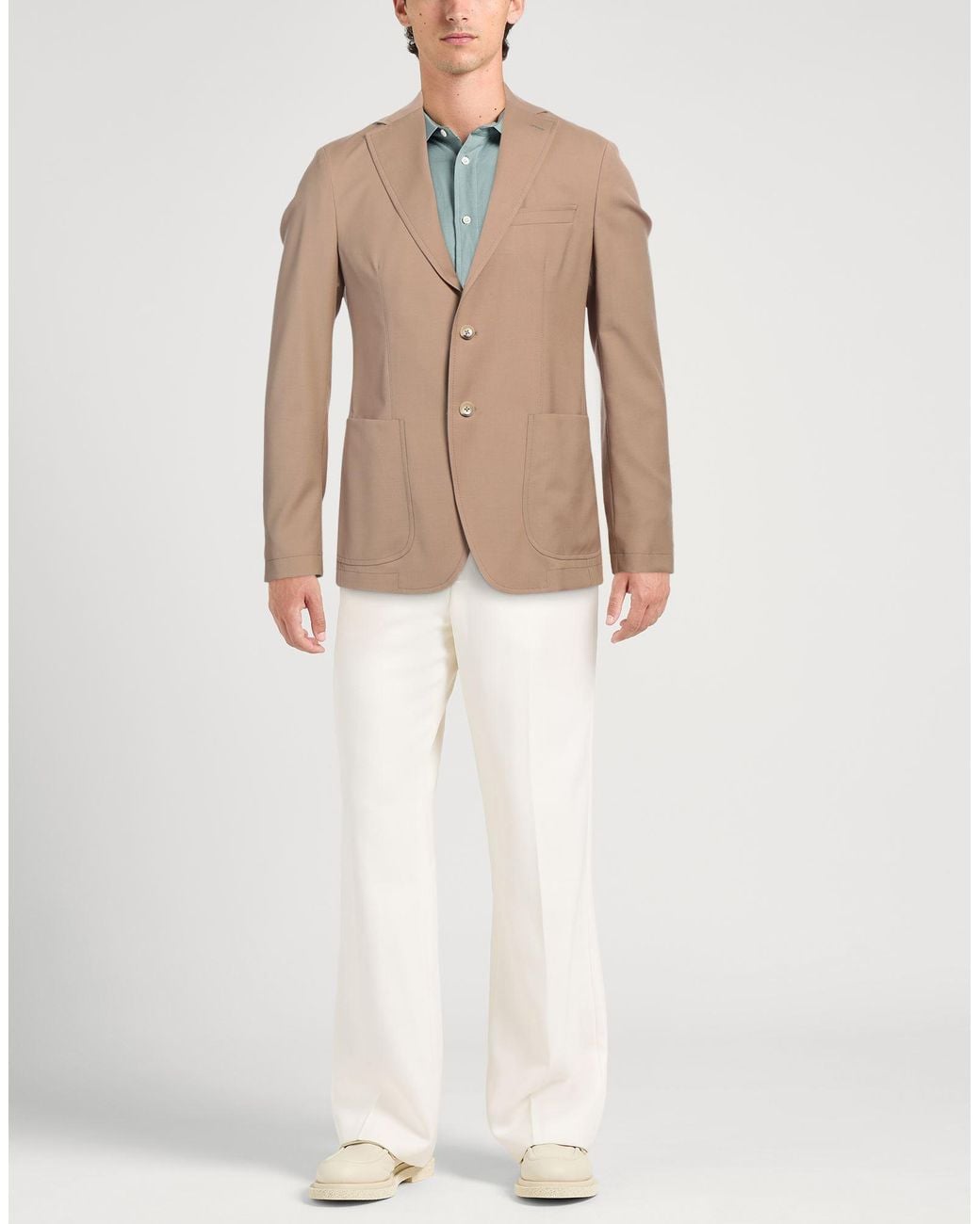 Paoloni Natural Blazer Wool, Elastane for men