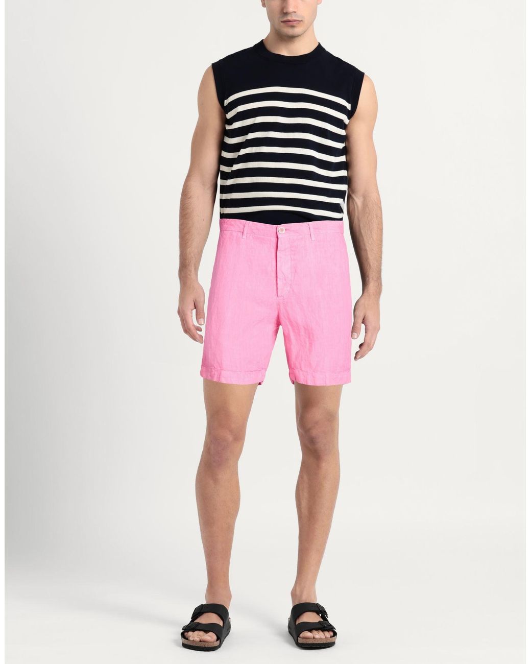 120% Lino Pink Shorts & Bermuda Shorts Linen for men