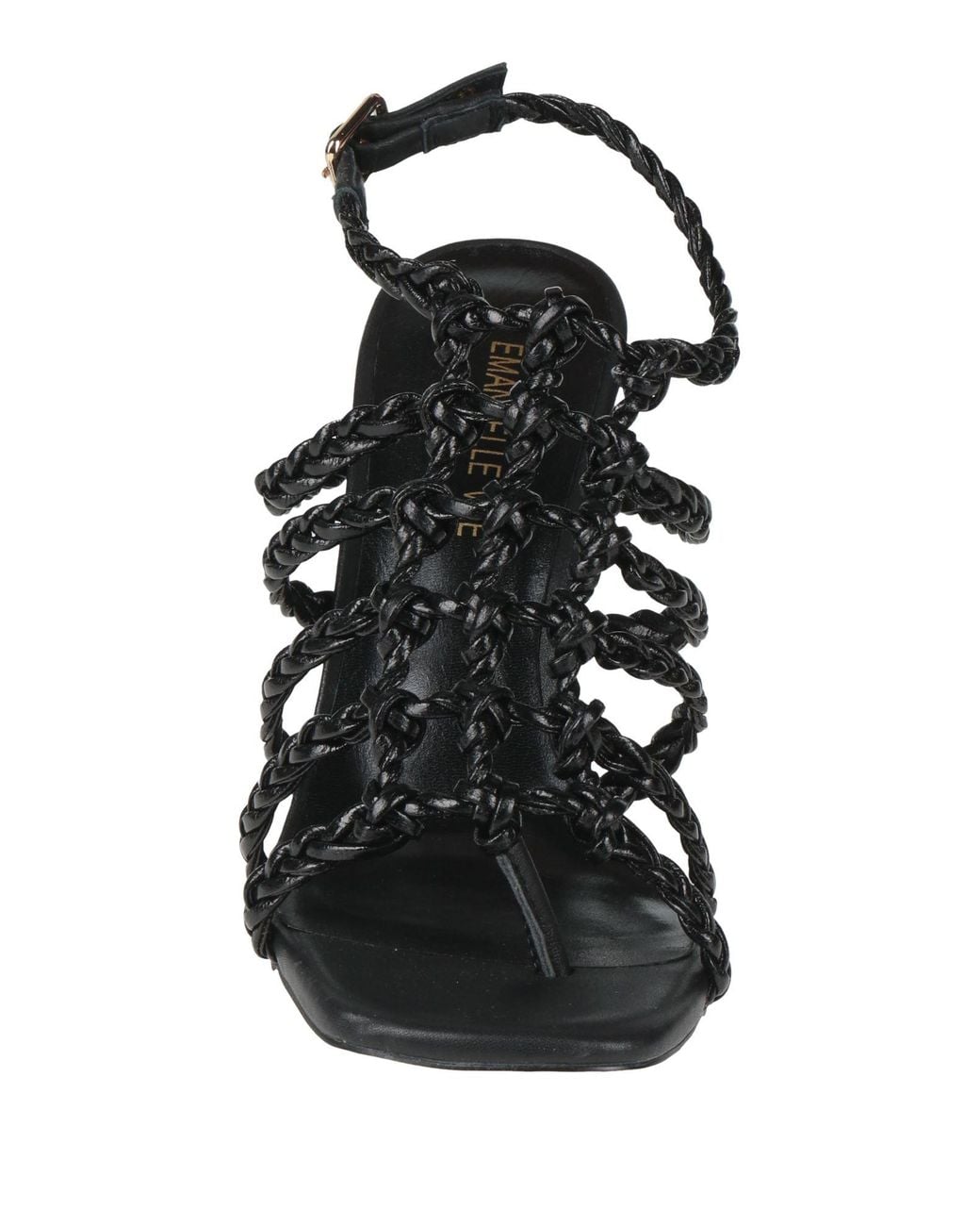 Emanuélle Vee Black Thong Sandal Leather