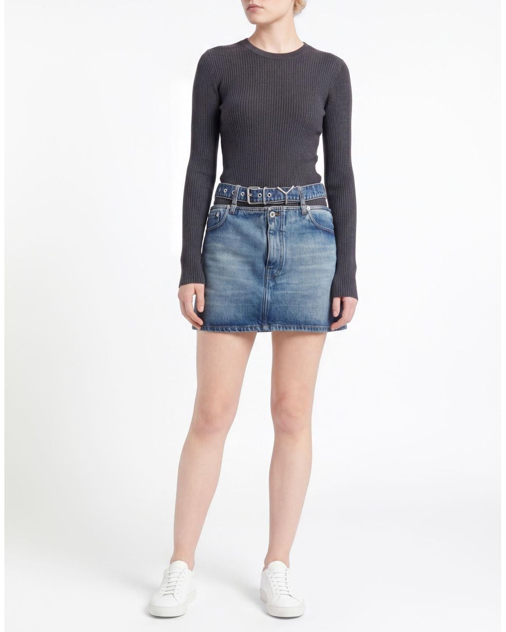 Y. Project Blue Denim Skirt Cotton