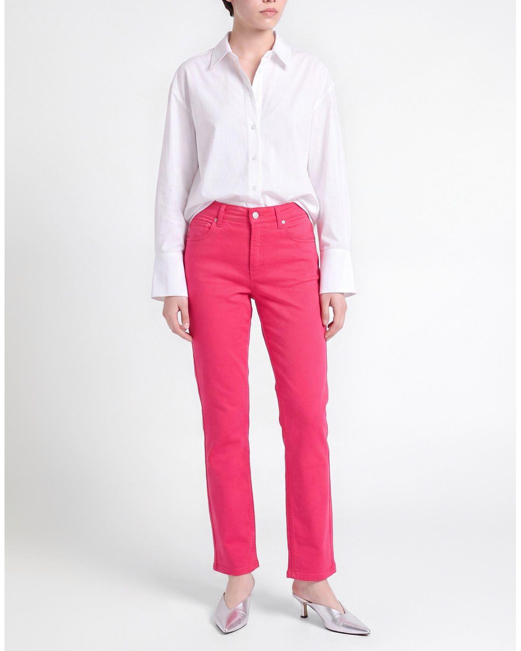 Cambio Red Fuchsia Jeans Cotton, Polyester, Elastane