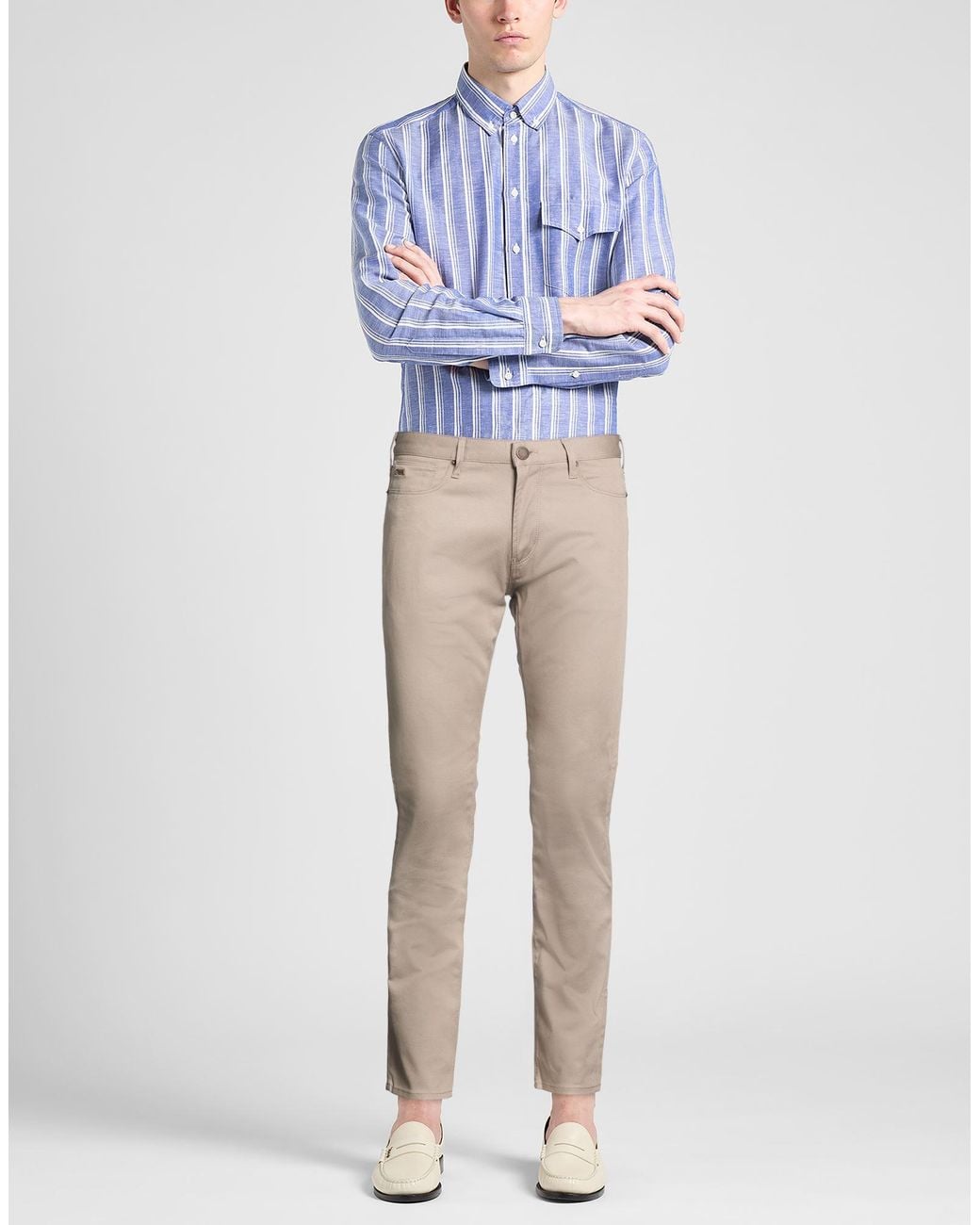 Emporio Armani Natural Pants Cotton, Elastane for men
