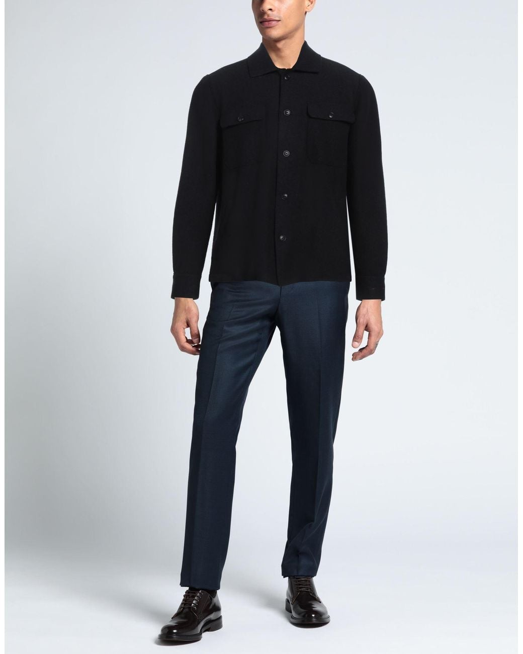 Eleventy Blue Shirt Wool, Polyester, Polyurethane for men
