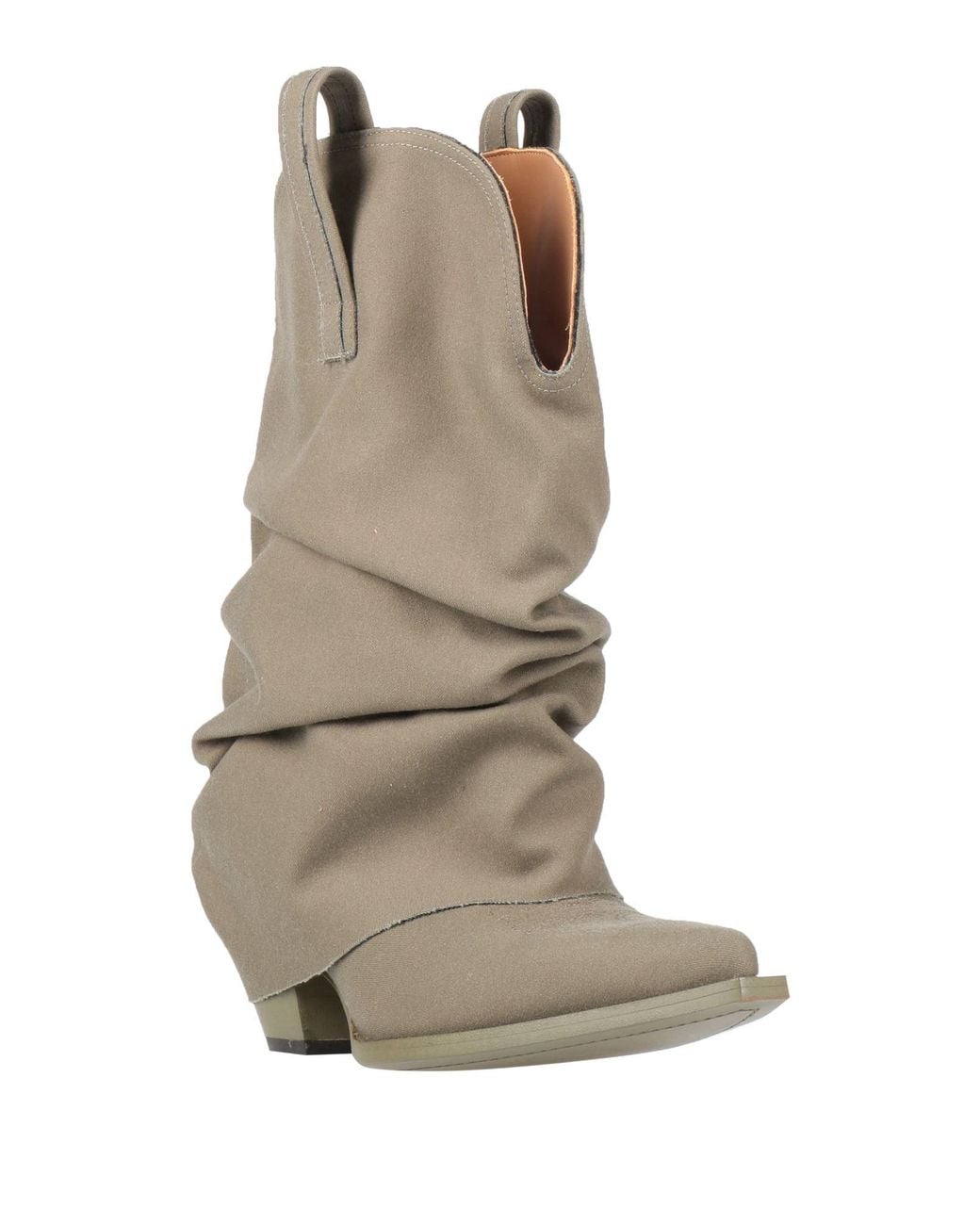 R13 Gray Ankle Boots Leather, Textile Fibers