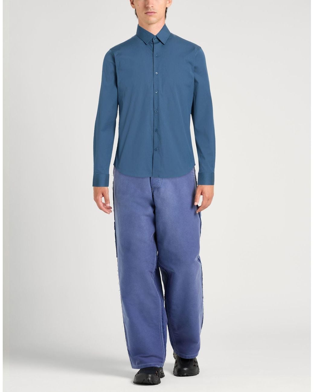Sandro Blue Shirt Cotton, Polyamide, Elastane for men