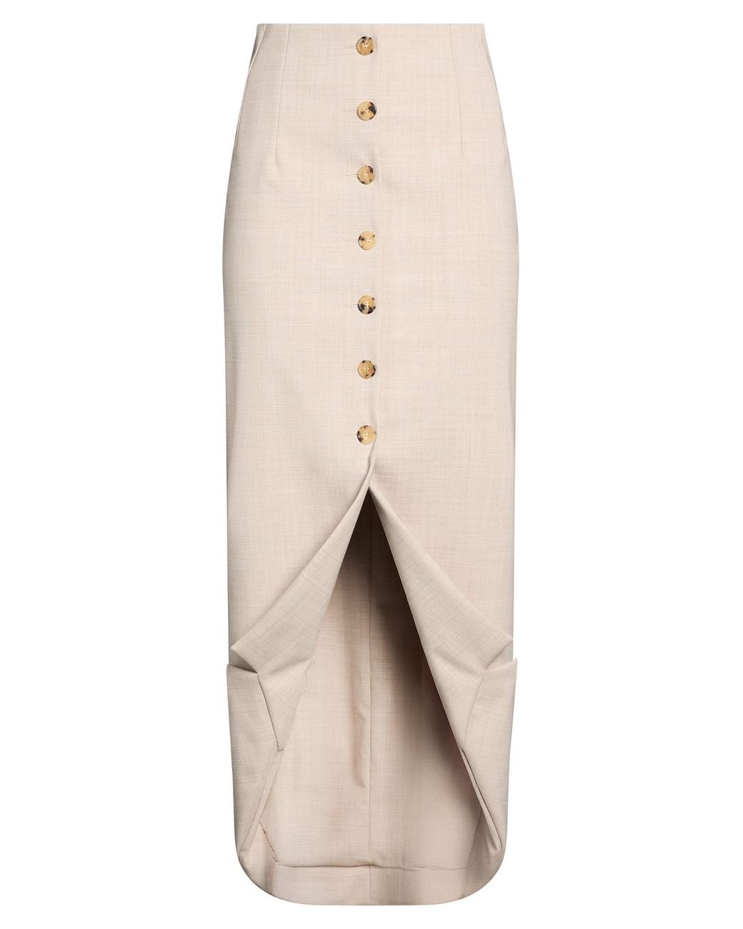 A.W.A.K.E. MODE Natural Maxi Skirt Polyester, Wool, Elastane