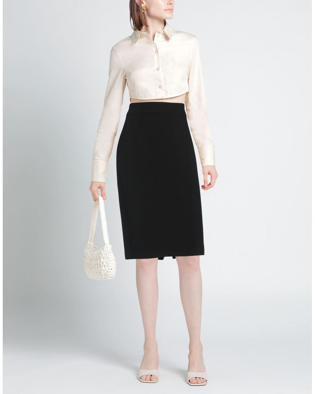 Emporio Armani Black Midi Skirt Viscose, Acetate, Elastane