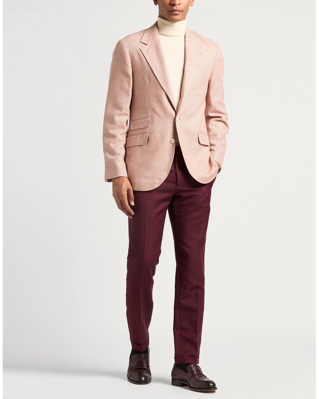 Brunello Cucinelli Pink Blazer Wool, Silk, Cashmere, Elastane for men
