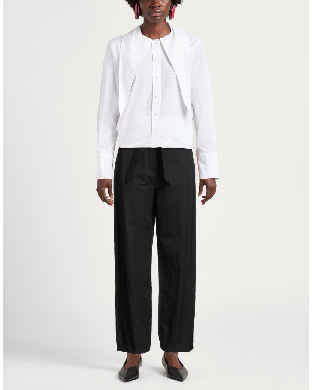 Pinko Black Pants Cotton, Linen