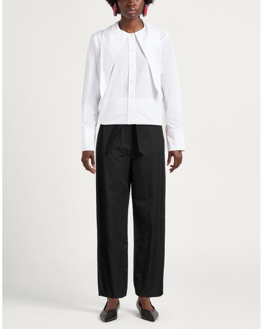 Pinko Black Pants Cotton, Linen