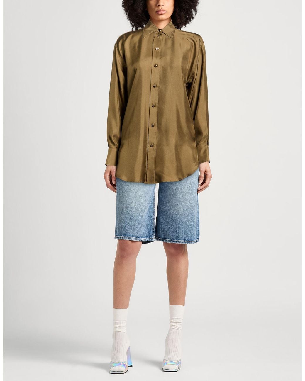 Zimmermann Green Khaki Shirt Silk
