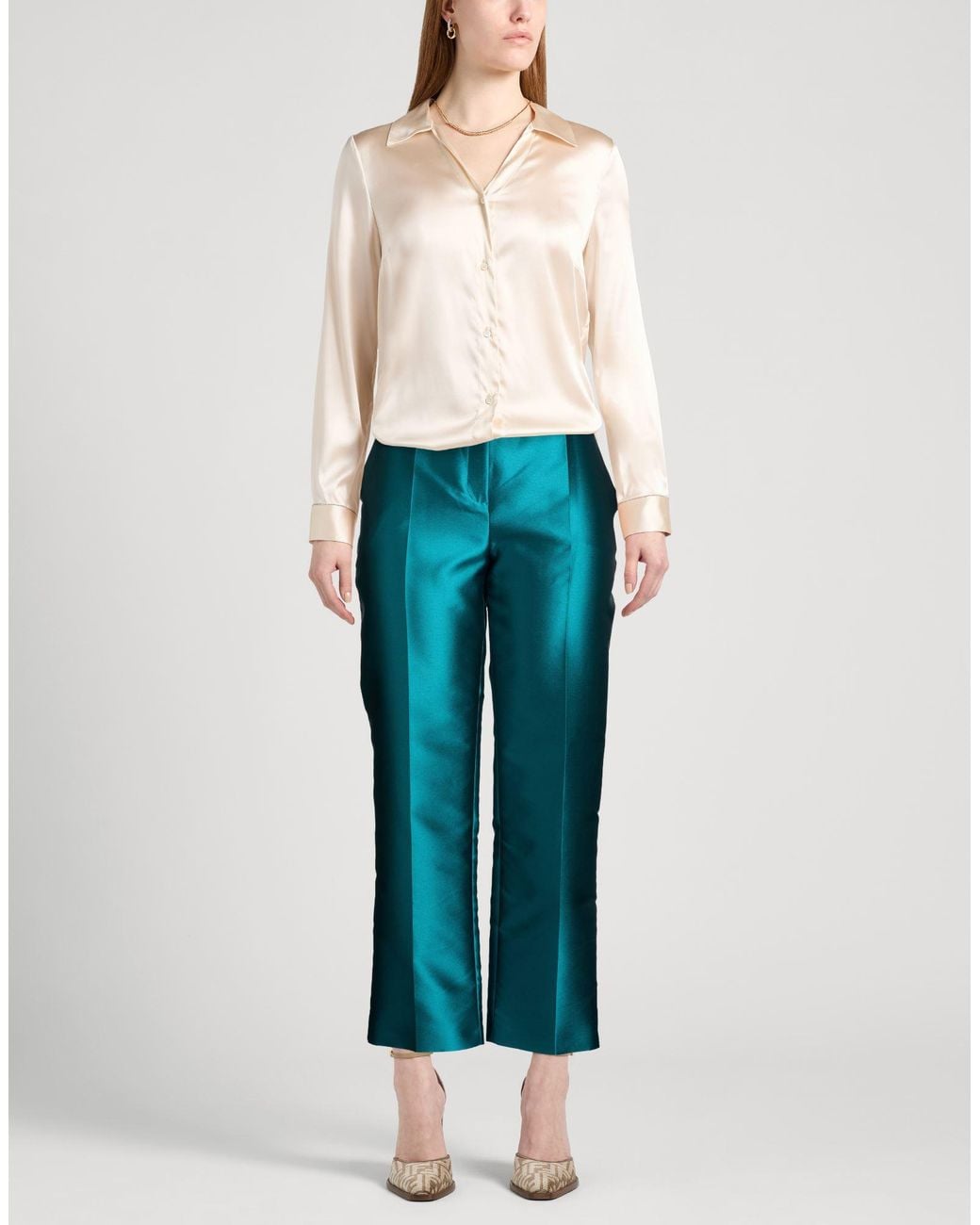 Alberta Ferretti Blue Pants Polyester, Silk
