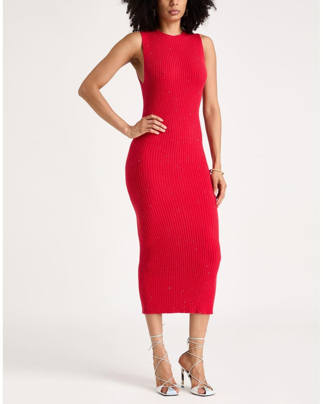 Dixie Red Midi Dress Viscose, Polybutylene, Polyamide, Polyester