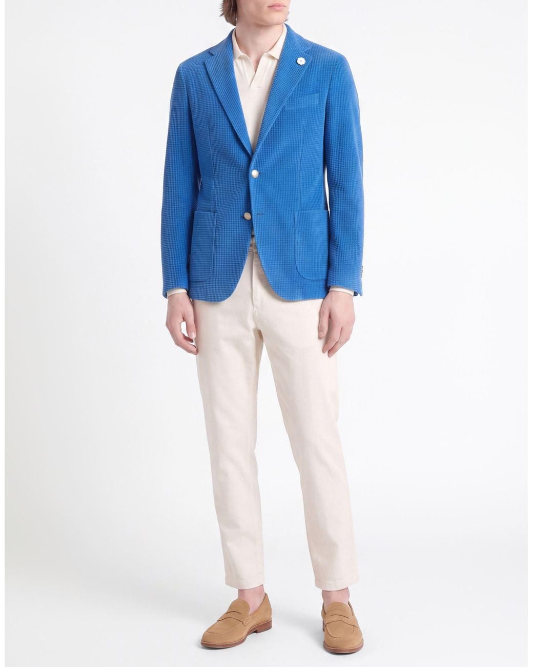 L.b.m. 1911 Blue Azure Blazer Cotton, Elastane for men