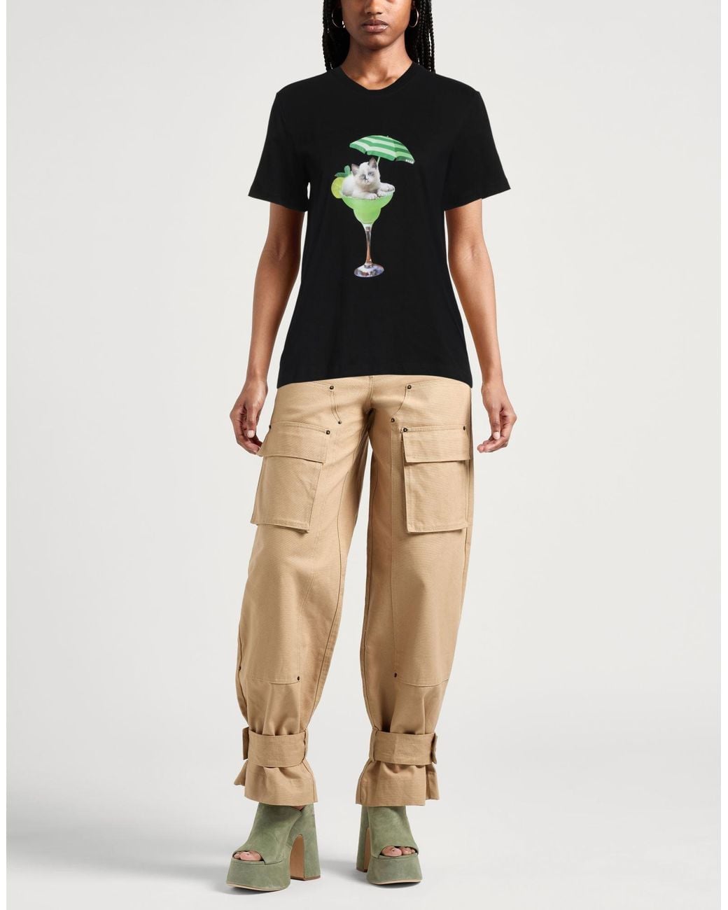 MSGM Black T-Shirt Cotton
