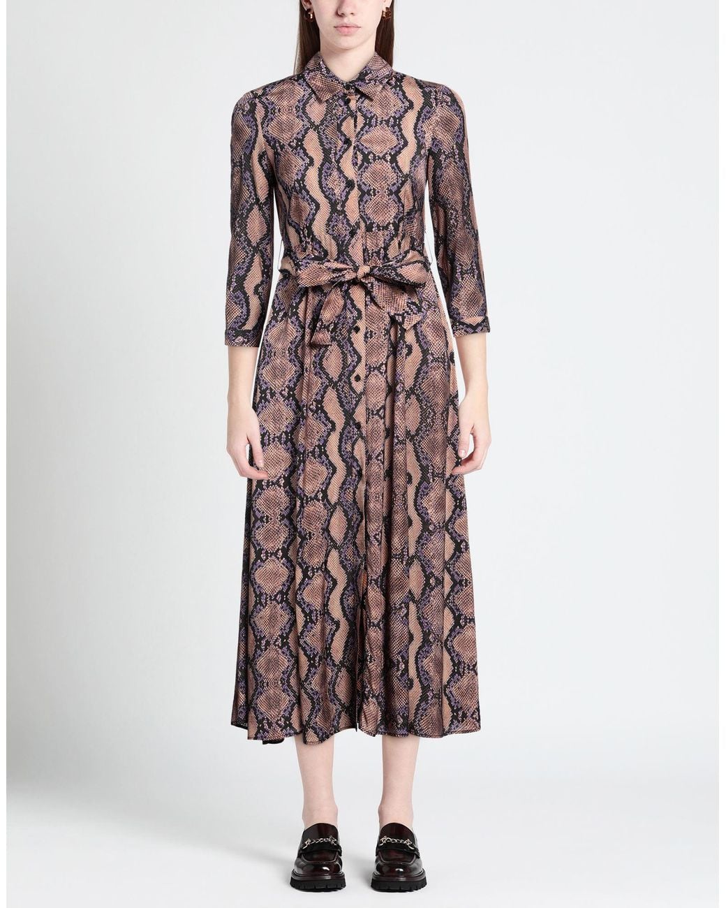 Pinko Purple Camel Midi Dress Viscose