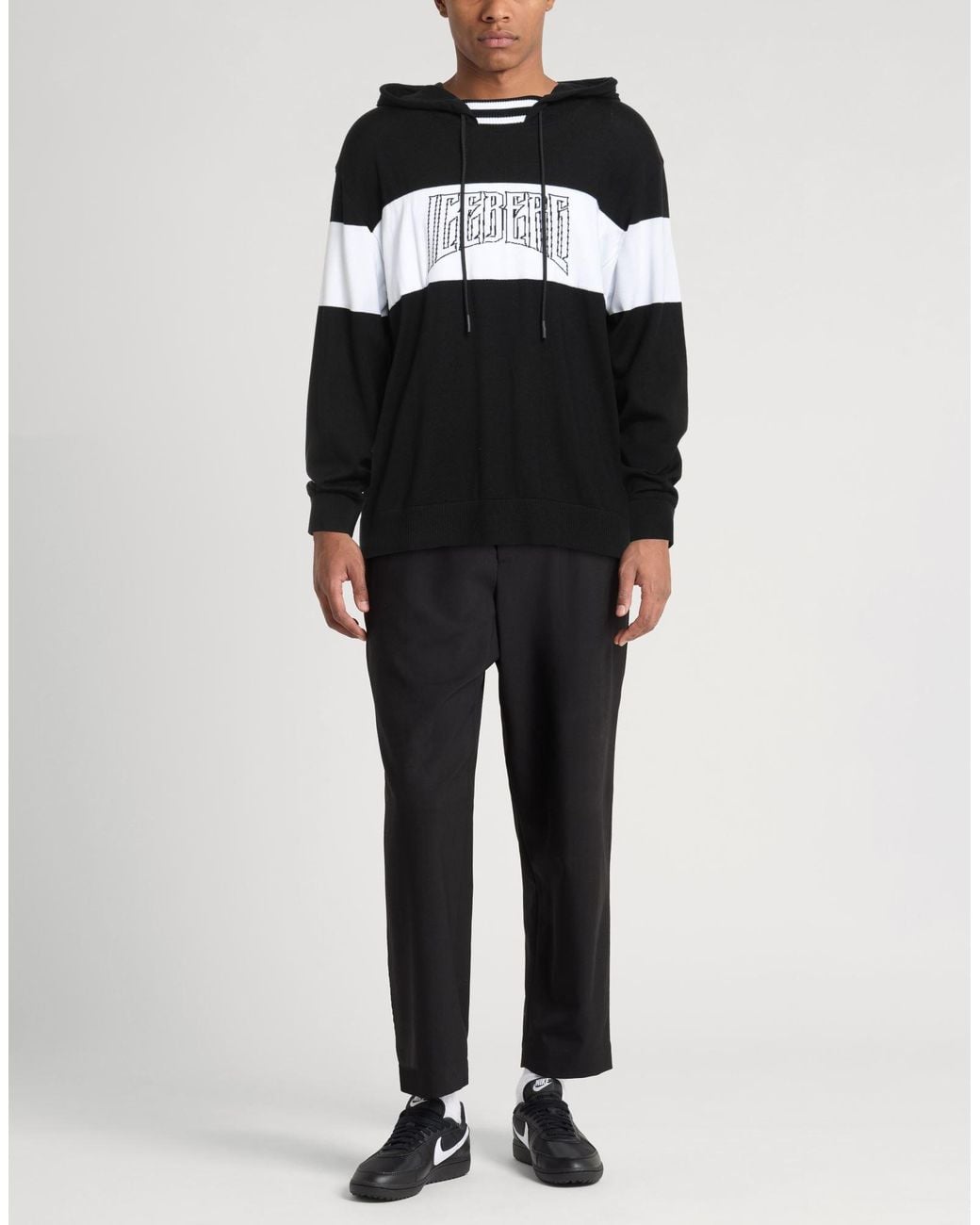 Iceberg Black Sweater Virgin Wool, Cotton for men