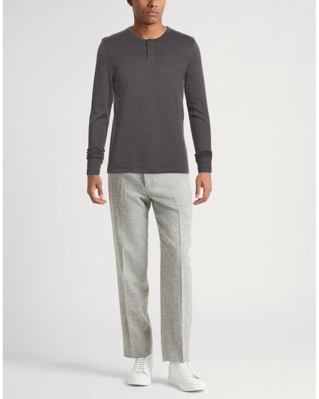 Majestic Filatures Gray Charcoal T-Shirt Cotton, Cashmere for men