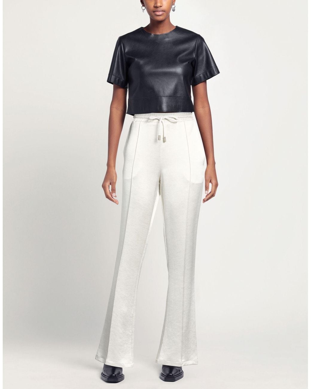 J.W. Anderson White Ivory Pants Triacetate, Polyester