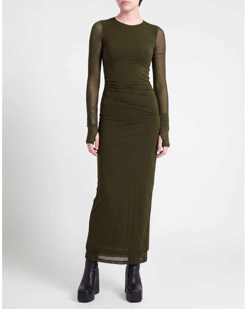 Wardrobe NYC Green Military Maxi Dress Viscose, Elastane