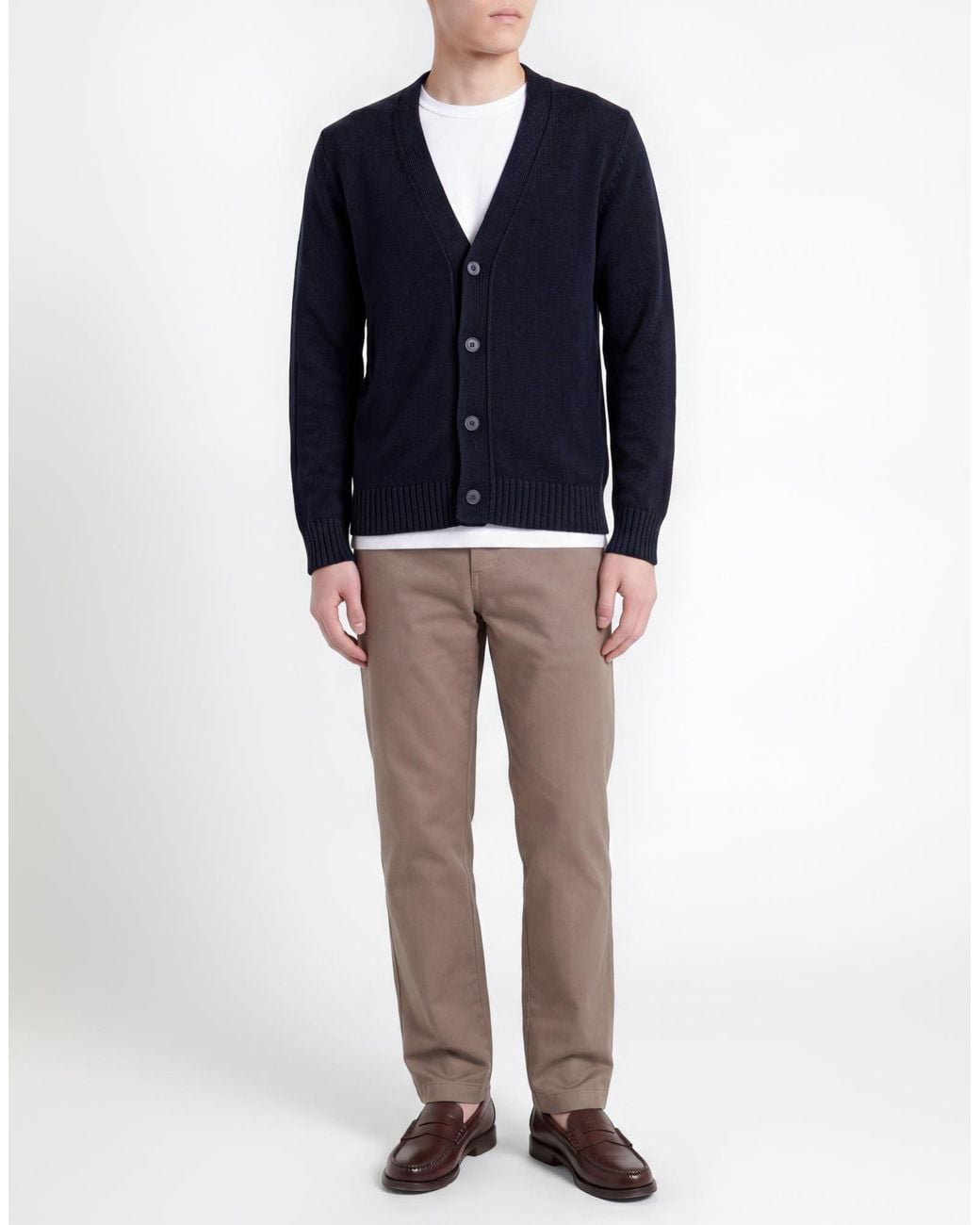 Alpha Studio Blue Cardigan Merino Wool for men