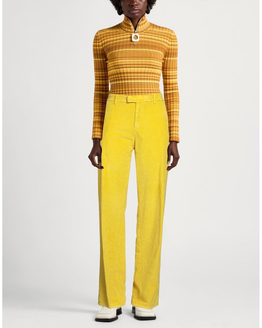 Berwich Yellow Pants Viscose, Cotton, Elastane