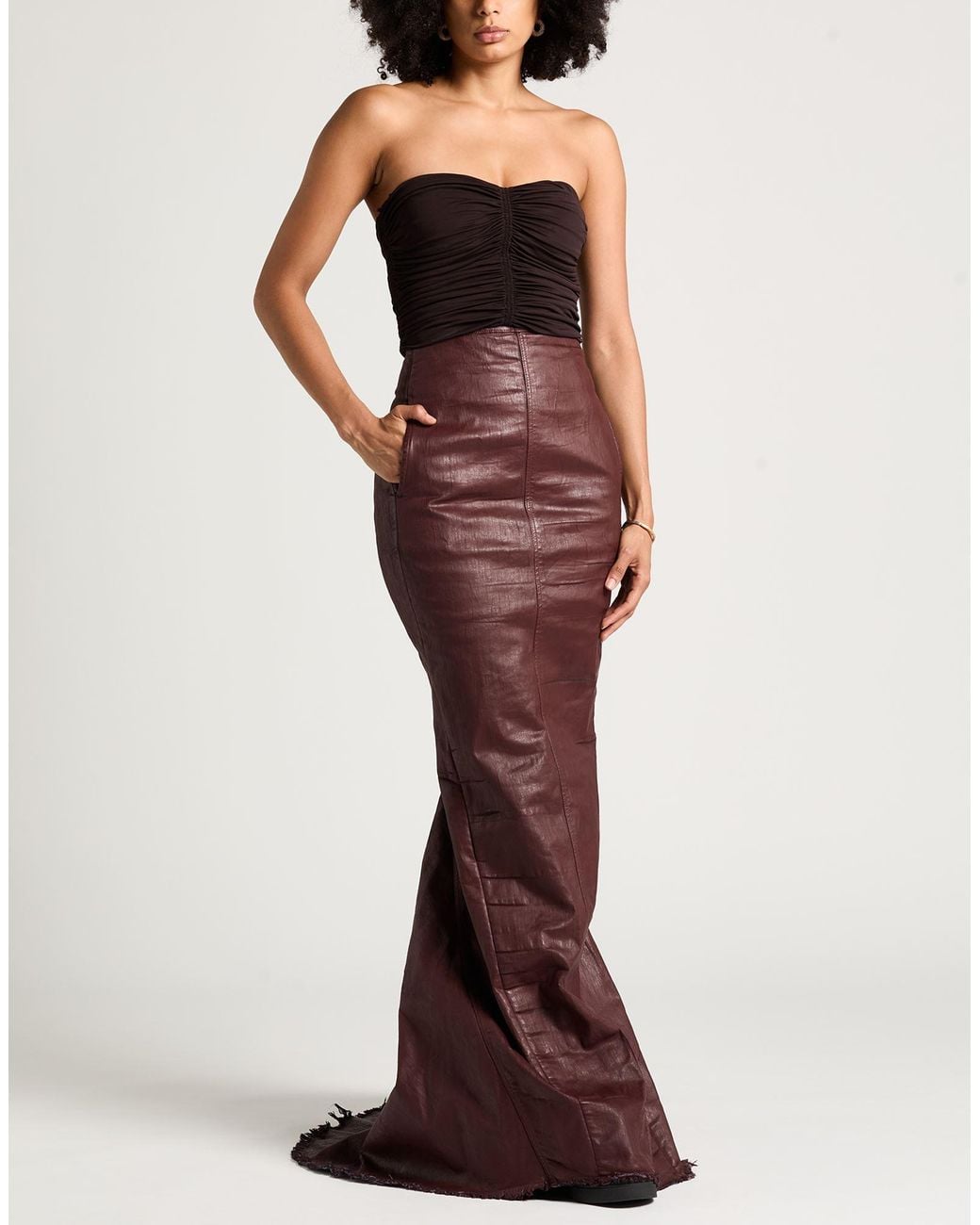 Rick Owens Red Burgundy Denim Skirt Cotton, Elastane, Synthetic Fibers