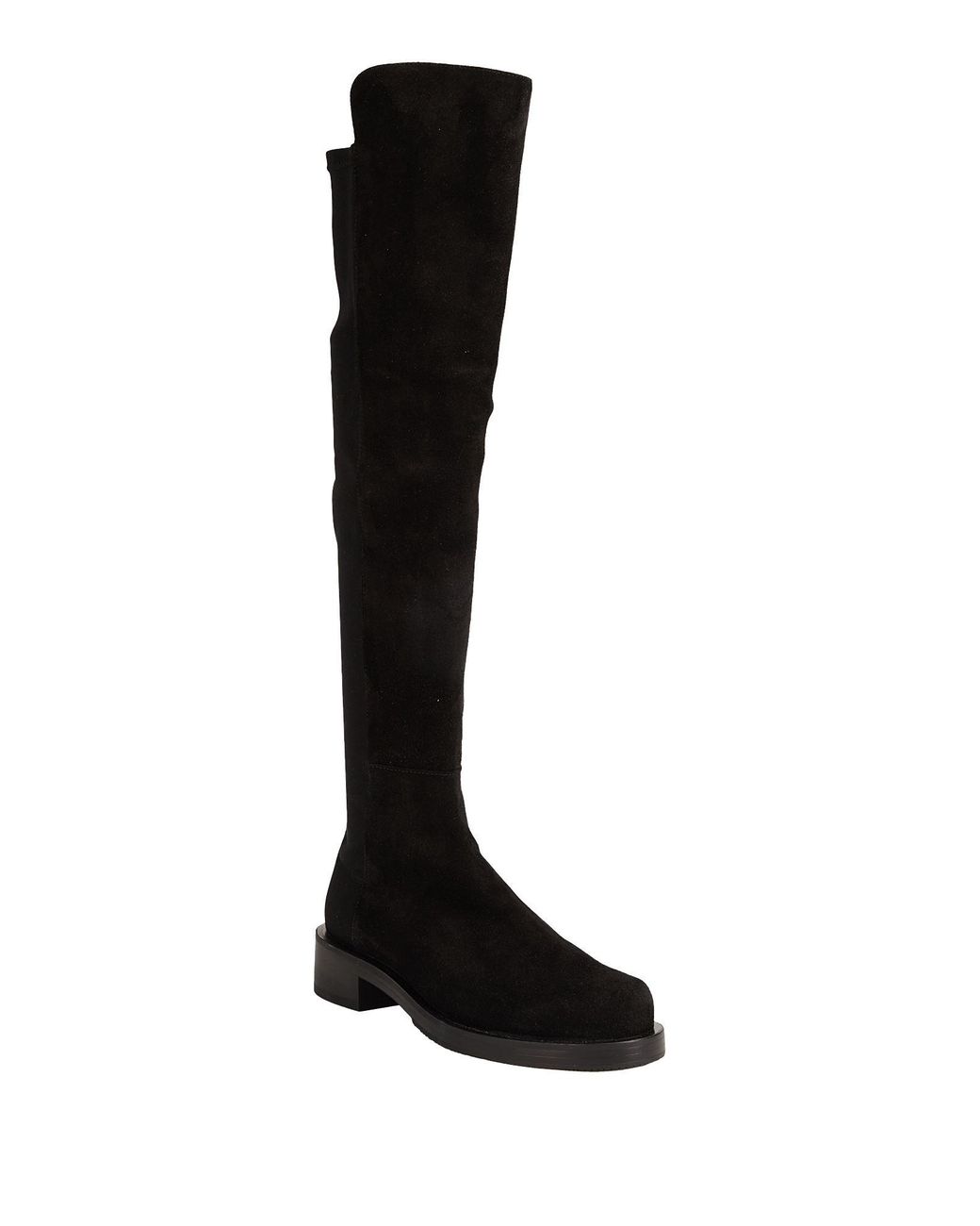 Stuart Weitzman Black Boot Leather, Textile Fibers