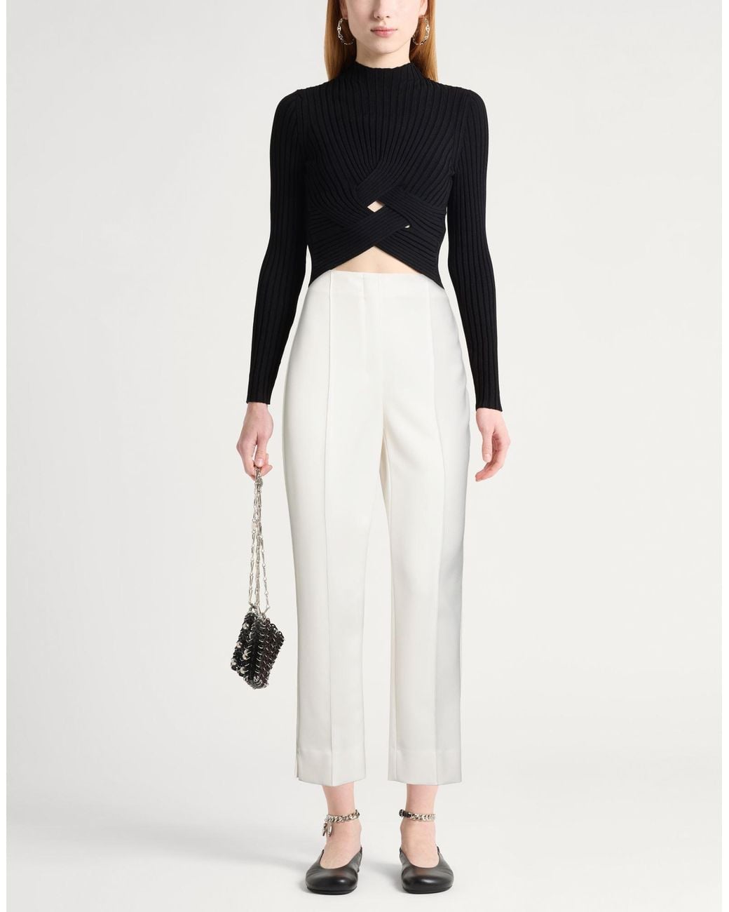 Theory White Pants Polyester, Triacetate