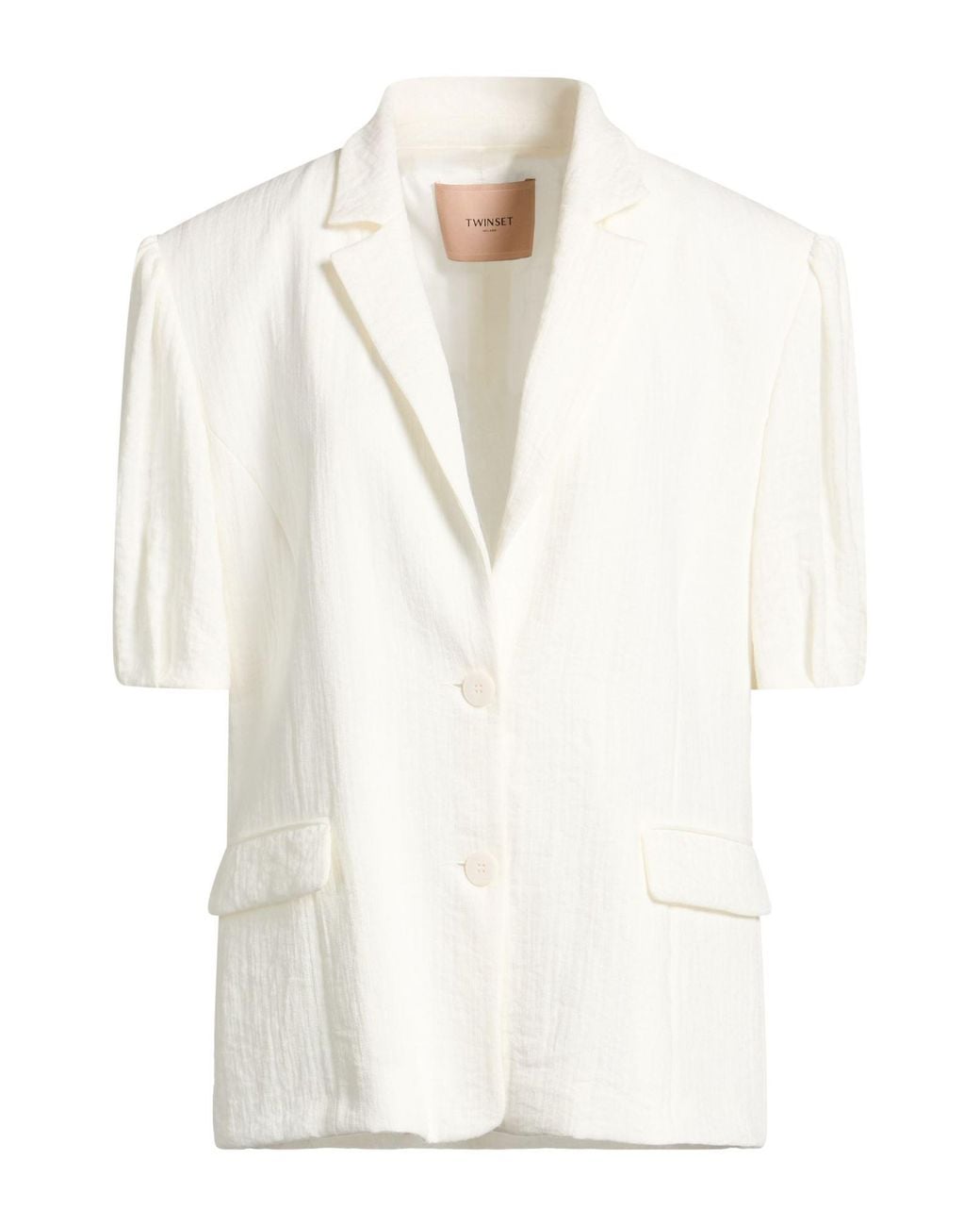 Twinset White Blazer Viscose, Polyamide, Lyocell, Linen