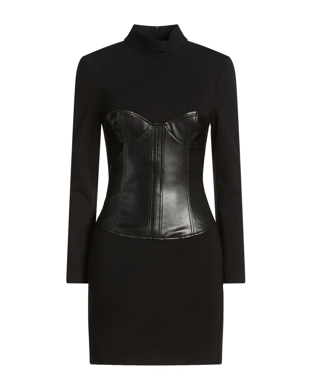 SIMONA CORSELLINI Black Mini Dress Viscose, Polyamide, Elastane