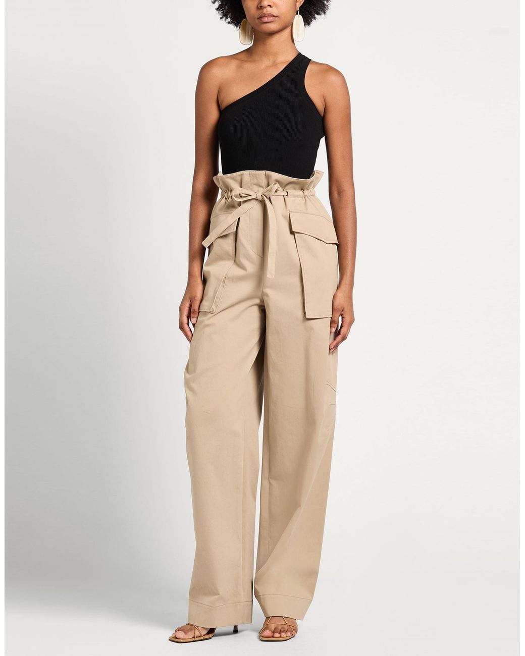 Alberta Ferretti Natural Pants Cotton, Elastane