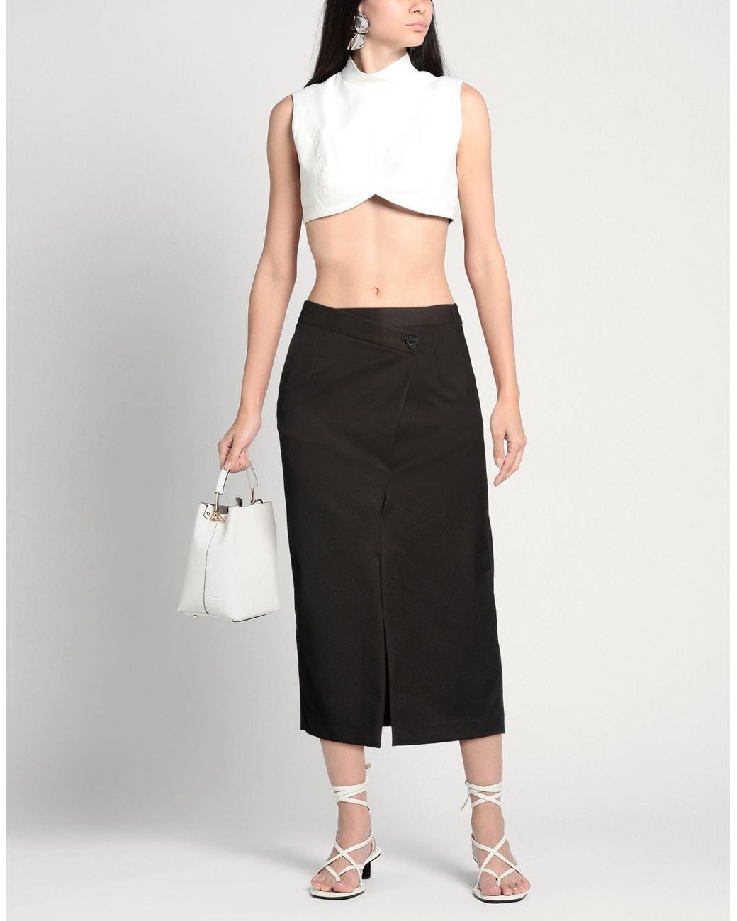 ALESSIA SANTI Black Dark Midi Skirt Polyester, Viscose, Elastane
