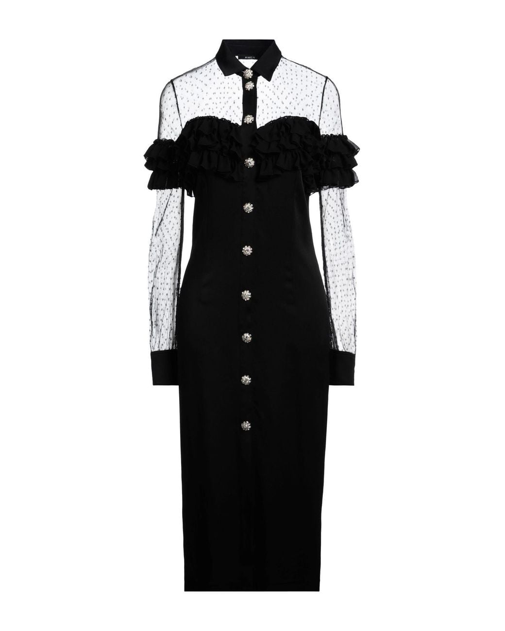 Amen Black Midi Dress Acetate, Viscose, Polyamide, Polyester