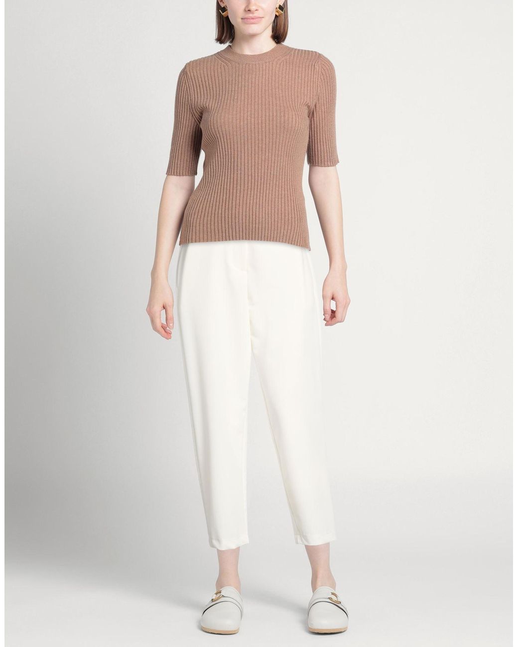 Haveone White Pants Polyester, Viscose, Elastane